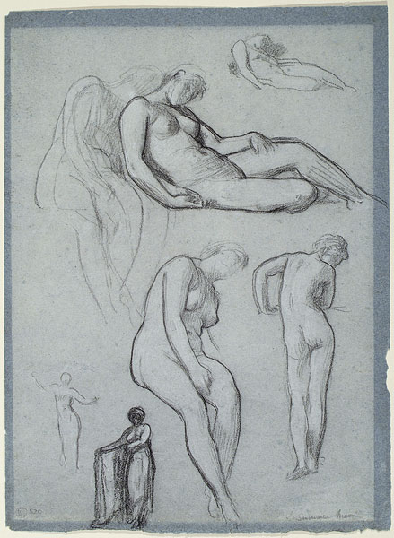 Studies for 'Summer Moon', 'Antique Juggling Girl' and 'The Courtyard of a House at Damascus': Female Figures