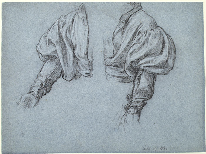 Studies for 'The Arts of Industry as Applied to War': Male Figure, Drapery for Male Figure