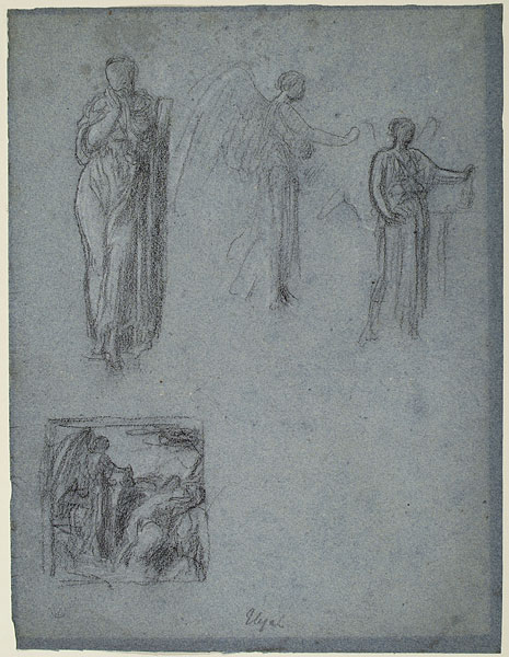 Study for 'Elijah in the Wilderness' and 'Nausicaa': Female Figure, Angel, Composition