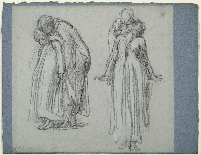 Study for 'Sister's Kiss': Female Figure and Female child