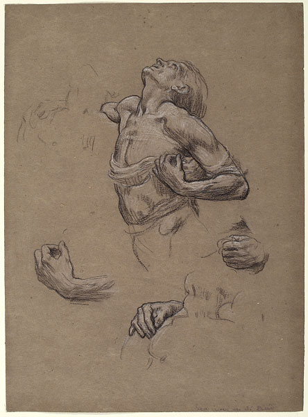 Study for 'And the sea gave up the dead which were in it': Male Figure, Hands