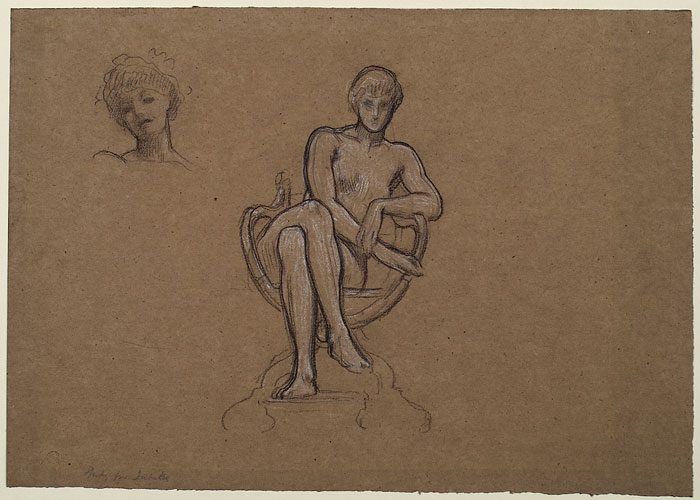 Study for 'The Marquand Ceiling': Seated Female Figure, Female Head