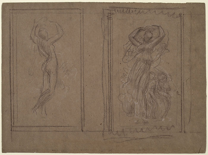 Study for 'The Marquand Ceiling': Terpsichore, Erato and Cherub