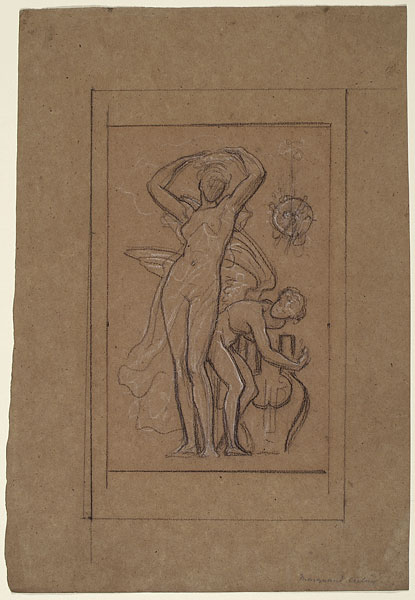 Study for 'The Marquand Ceiling': Erato and Cherub