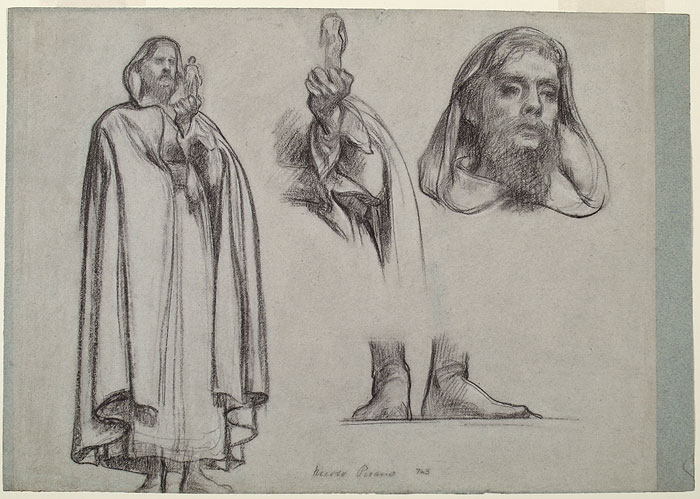 Study for 'Nicola Pisano': Male Figure, Hand with Sculpture, Feet