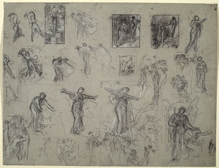 Studies for 'Elijah in the Wilderness', 'Greek Girls Playing at Ball' and 'Return of Persephone': Compositions, Male and Female Figures