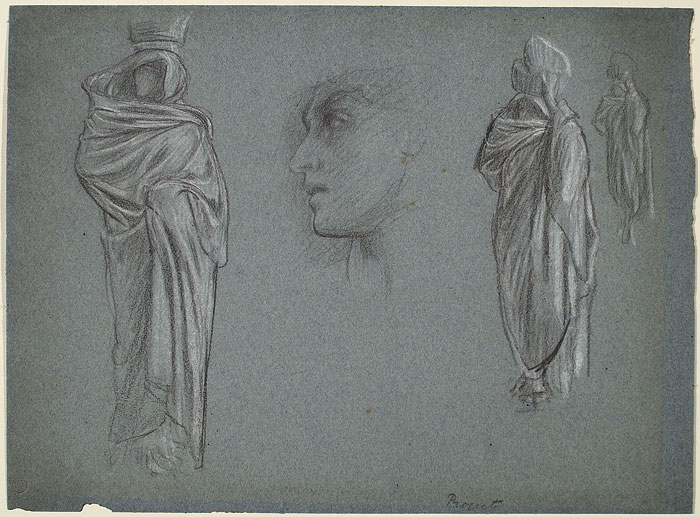 Studies for 'Captive Andromache': Drapery for Female Figures, Female Head