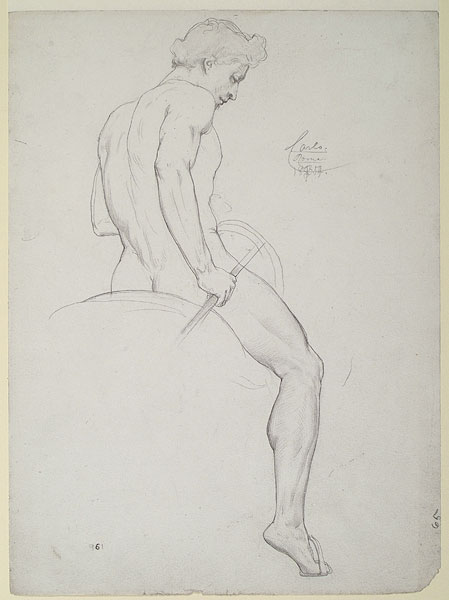 Study for 'Cimabue's Celebrated Madonna...': Male Figure on Horseback
