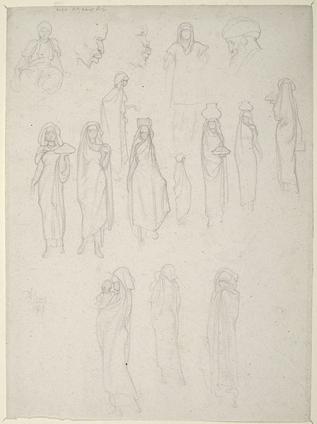 Studies of Male and Female Figures and Male Heads