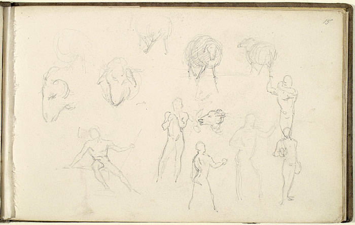 Studies of Sheep and  Male Figures