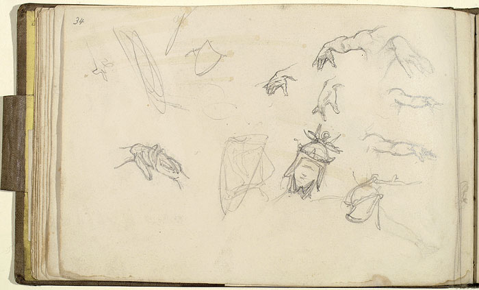 Studies for 'Composition showing Soldiers and Horsemen at a Shrine': Hands, Arms, Head