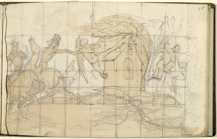 Studies for 'Composition showing Soldiers and Demons at a Shrine': Composition