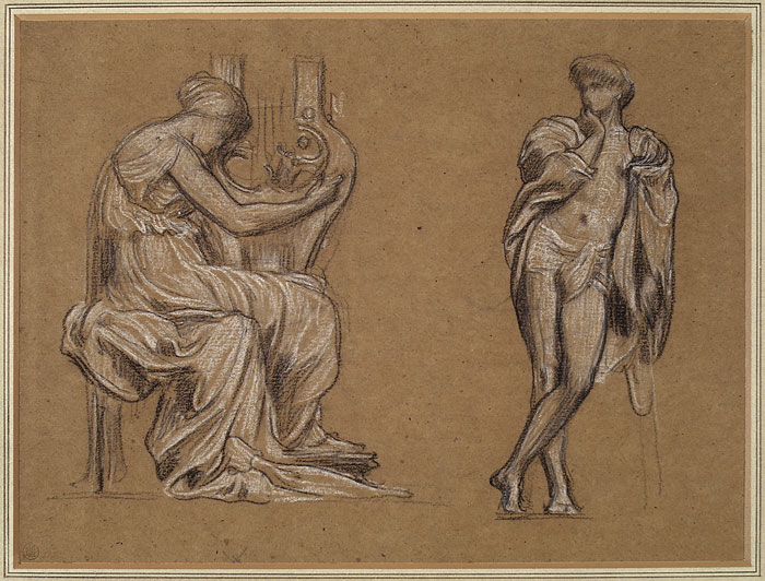 Studies for 'Music': Female Figure with Lyre, Male Figure