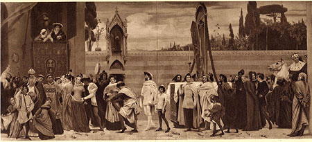'Cimabue's Celebrated Madonna is Carried in Procession through the Streets of Florence; in front of the Madonna, and crowned with laurels, walks Cimabue himself, with his pupil Giotto; behind it Arnolfo Di Lapo, Gaddo Gaddi, Andrea Tafi, Niccola Pisa