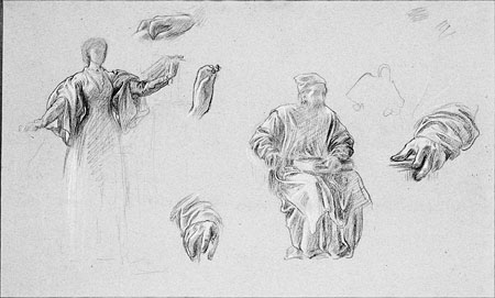 Studies for an Illustration for 'Romola':  'The Blind Scholar and his Daughter'