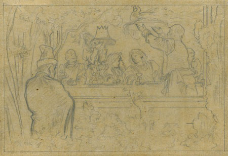 Study for an Illustration for 'Romola': 'A Supper in the Rucellai Gardens'