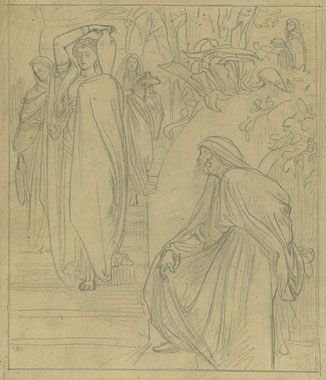 Study for an Illustration for 'Dalziel's Bible Gallery': 'Eliezer and Rebekah'