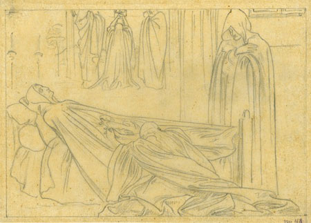 Study for an Illustration for 'Romola': 'The Dying Message', Composition