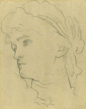 Study for 'The Jealousy of Simoetha the Sorceress': Female Head