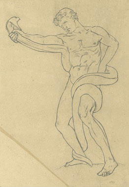 Study for 'An Athlete Wrestling with a Python': Male Figure