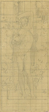 Study for 'Boy with a Shield Holding a Vase': Composition