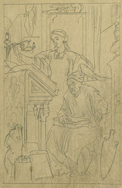 Study for an Illustration for 'Romola': 'The Blind Scholar and his Daughter'