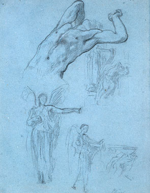 Studies for 'Elijah in the Wilderness': Composition, Angel, Elijah