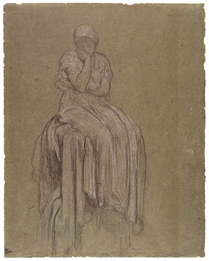 Study for 'Solitude': Female Figure with Draped Seat