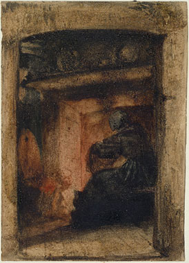 Study for a Composition showing a Female Figure and a Fireplace