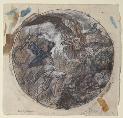 'Study for 'A Boy Saving a Baby from the Clutches of an Eagle': Composition, Head of Eagle
