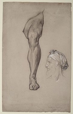 Study for 'Samson and Delilah': Leg of Samson, Male Head