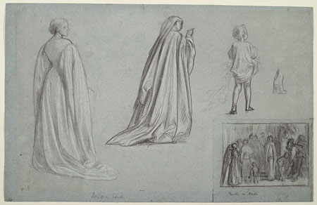 'Studies for 'Dante in Exile': Composition, Female Figures, Child, Foot of Child
