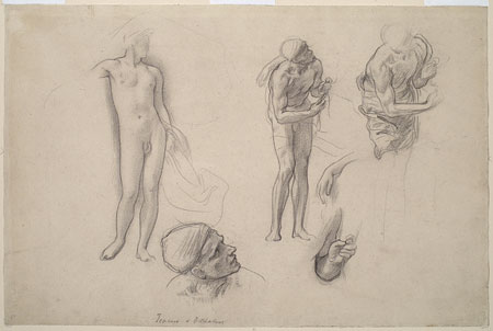 Study for 'Daedalus and Icarus':  Daedalus, Icarus, Head of Daedalus, Hands