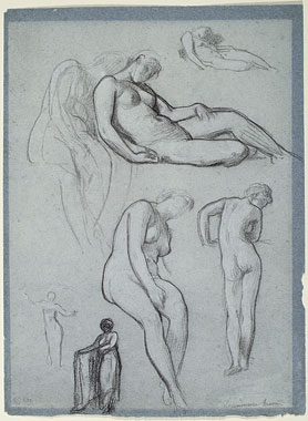 Studies for 'Summer Moon', 'Antique Juggling Girl' and 'The Courtyard of a House at Damascus': Female Figures