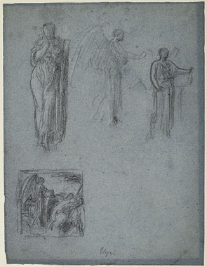 Study for 'Elijah in the Wilderness' and 'Nausicaa': Female Figure, Angel, Composition