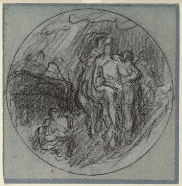 Study for 'And the sea gave up the dead which were in it': Composition