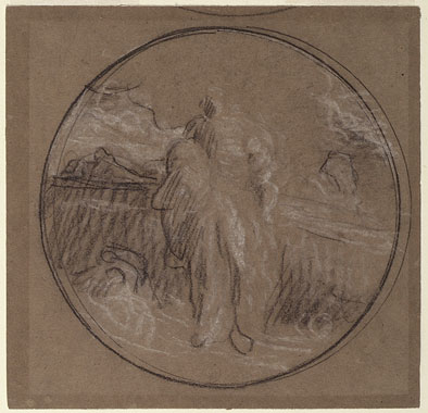 Study for 'And the sea gave up the dead which were in it': Composition