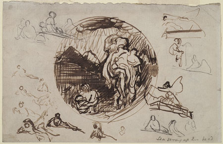 Study for 'And the sea gave up the dead which were in it': Composition