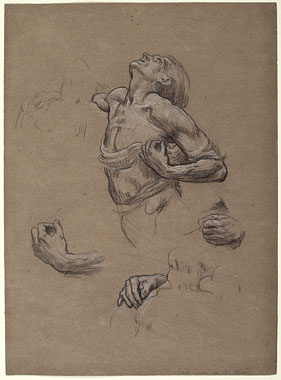 Study for 'And the sea gave up the dead which were in it': Male Figure, Hands