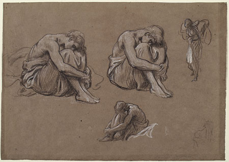 Study for 'Cymon and Iphigenia': Seated Male Figure, Female Figure, Architectural Detail