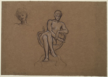 Study for 'The Marquand Ceiling': Seated Female Figure, Female Head