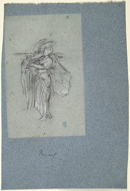 Study for 'A Girl Feeding Peacocks': Female Figure with Peacock