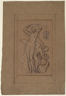 Study for 'The Marquand Ceiling': Erato and Cherub