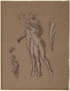Study for 'Return of Persephone': Hermes and Persephone, Hands and Drapery for Hermes