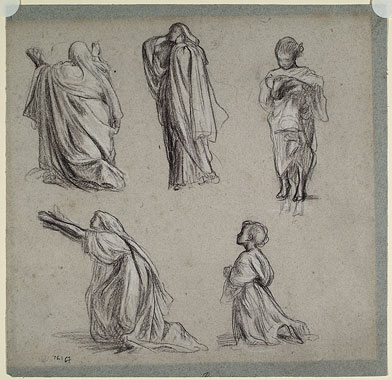 Study for 'The Family of Darius before Alexander': Female Head, Hands
