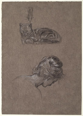 Study for 'Summer Slumber': Cat, Female Head