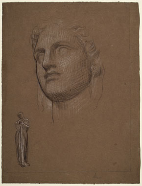 Studies for 'Phryne at Eleusis' and 'Day-Dreams': Head of Phryne, Female Figure