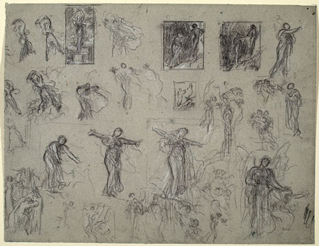 Studies for 'Elijah in the Wilderness', 'Greek Girls Playing at Ball' and 'Return of Persephone': Compositions, Male and Female Figures