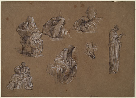 Studies for 'The Jealousy of Simoetha the Sorceress': Female Figures, Female Head, Hands