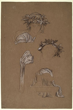 Study for 'The Marquand Ceiling': Wreaths, Drapery
